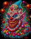 Placeholder: Monster Clown made of ice cream, candy, gum drops, sprinkles tattoo design, traditional tattoo style, t-shirt design, fantasy art, digital painting, clean dark background, 8K by R. crumb, Todd Schorr, Robert Williams, Alex Alemany