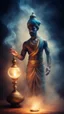 Placeholder: The aladin genie out the oil lamp Smokey ethereal, heavenly background