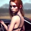 Placeholder: cute chick in a car portrait, wreckfest, spectacular graphics, unreal