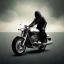 Placeholder: Gost Rider on black motorcycle on a cool landscape