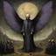 Placeholder: Hieronymus Bosch oil painting, Feast on the clipped wings Priest of dreaming, by Gabriel Pacheco and Zdzislaw Beksinski, creepy, eerie, imperial colors, dynamic diagonal composition, sinister atmosphere, opulent shadows, purple monochrome, creepy, weird, oil matte painting, by Goya