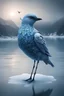 Placeholder: a bird made of space standing on a lake of ice