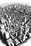 Placeholder: Tokyo city view from above. manga style, black and white