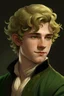 Placeholder: young foppish regency era bard with short curly blond hair and green eyes male