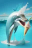 Placeholder: Dolphin eating ice cream