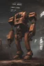 Placeholder: anthropomorphic giant rusty worker industrial mech, gauss gun in hand, mars, realistic, low gravity