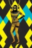 Placeholder: Realistic photograph. Geometric 3D tiling on the background, Egyptian woman, Whip. Bronze color, Yellow, Black Cyan. Cyber-punk full-mask. Big old AKG headphones, golden rings & disc. Selfie both hands. Asian, lightly armored, electronic circuits. Thick tights, thick calves, bend fell, wide hip, flat belly. Ancient artifact attached. Perfect body. Matrix movie clothes, Silver leather area, tippet, latex. Wicked sneakers. Daft Punk, Tron Movie. Haute Couture. 1990's. Ancient telephon