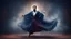 Placeholder: Hyper Realistic Mystical Sufi Dance with navy-blue cloth on maroon dark grungy rustic foggy background at night & Glowing-Islamic-Pattern