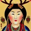 Placeholder: Mongol Goddess with antlers, portrait, detailed