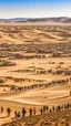 Placeholder: Vast villages in desert with people