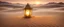 Placeholder: Illuminated golden oriental lantern lying on the sand in the desert dunes at sunset