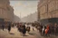 Placeholder: Jacques-Laurent Agasse oil painting tufting tapestry Piccadilly Circus traffic