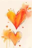 Placeholder: Hearts abstract wet watercolour in the style of Agnes Cecile with thin sketchy pencil lines, red orange yellow