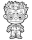 Placeholder: outline art for halloween coloring pages for kids with cartoon cute happy frenkeinstein , white background, Sketch style, full body, only use outline, clean line art, white background, no shadows and clear and well outlined, coloring page for kids, kawaii style