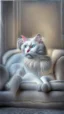 Placeholder: White cat, sitting on a sofa hdr