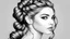 Placeholder: Line art French braid hair only grayscale white background