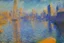 Placeholder: sunny day, city, sci-fi, people, epic, claude monet influence, realistic painting