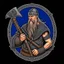 Placeholder: Realistic Pagan Viking Warrior with an Axe, Swedish flag and ravens