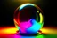 Placeholder: Bright rainbow color liquid moving doing circles inside a crystal sphere with magical energy and neon light