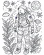 Placeholder: outline art for stoners coloring pages with A very simple and super minimal design featuring A cosmic coloring page featuring an astronaut floating in space surrounded by cannabis constellations., white background, sketch style, fully body, only use outline, cartoon style, clean line art, white background, no shadows and clear and well outlined