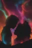 Placeholder: heart-shaped, electrifying, close-up, Head and shoulders portrait of Adam and Eve, double exposure shadow of the ghost, Invisible, poignant, extremely colorful, multicolored lightning, outer space, planets, stars, galaxies, fire, explosions, smoke, volcanic lava, craggy mountain peaks in the background, 32k UHD, 1080p, 1200ppi, 2000dpi, digital photograph, heterosexual love