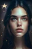 Placeholder: A very beautiful and attractive girl with a symmetrical face, with stars behind her