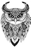 Placeholder: Fancy chart of the wise owl’s personality: Owl character with big ears and round head. It can have large eyes and a thick body White background drawing Pattern, full body, use only outlines, mandala Style, clean line art, white background, number The shadows are clear and well defined - they do not color parts