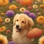 Placeholder: A fluffy golden retriever and a spiky hedgehog frolicking in a vibrant field of blooming wildflowers, with a curious hedgehog gazing at them in the foreground. This art piece, reminiscent of Chris LaBrooy's style, showcases intricate furry textures and lifelike details in stunning high resolution 4K. The wide view captures the playful interaction in an official, professional manner, inviting viewers into a whimsical world of nature.