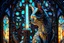 Placeholder: Futuristic cat shaped fancy candles, H.R. Giger style stained glass cathedral, Caravaggio, James Jean, Erin Hanson, hyperdetailed, backlit