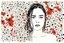 Placeholder: woman floral line art singer Danish MØ face, illustration by <Jackson Pollock> one line cute face