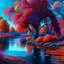 Placeholder: Animated drawing of a farmer hyper-detailed hyper-realistic river trees complementary colors autumn 4k