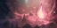 Placeholder: single pink crystal, on an altar in a foggy cave, cinematic,