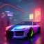 Placeholder: cyberpunk hyper car,cyberpunk 2077,center composition, ultra realistic,shiny, smooth, studio quality, octane render, Surrealism, Triadic colour scheme,glow-stick, ambient lighting,nightclub lighting, polaroid, 100mm, --ar 1:1 --v4