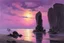 Placeholder: purple sky, rocks, sci-fi, lake, friedrich eckenfelder and henry luyten impressionism paintings