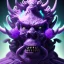 Placeholder: oni purple villain in galaxy, teal and purple smoke, detailed, realistic, 4k