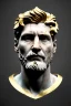 Placeholder: Ultra Realistic image, Roman sculpture, white marble material, Lionel Messi, gold Laurel leaves wreath, renaissance ornaments, one gold star in heart, marble and gold ornaments background, chisel style, waist up portrait, emperor style, epic, celestial, cinematic lighting, God light, god rays, 4k resolution, smooth details, ornate details, soft lighting, unreal engine 5, art station, substance 3d.