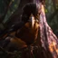 Placeholder: Hyper Realistic Close-photographic-view of Koel Bird Flying outside a thick old tree inside a jungle with sunlight-rays showing dramatic & cinematic ambiance