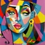 Placeholder: a painting of a woman with a colorful face, a cubist painting by Romero Britto, featured on pixiv, cubism, picasso, cubism, fauvism