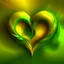 Placeholder: two inseparable hearts, warm green and yellow colours, fantasy atmosphere