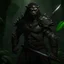 Placeholder: the dark jungle warrior, ultra realistic