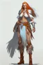 Placeholder: female aasimar barbarian with traveler cloths half body shot dnd character
