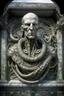 Placeholder: sculpture of handsome man and a snake , front view . decayed and rotting with grotesque proportions and imagery. abstract grotesqueries, detailed texture, surreal horror, biomechanical design, by hr giger and beksinski