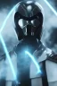 Placeholder: All Black suit Anakin Skywalker soldier, ghost, wearing high tech mask, white smoke, dark, rage, sorrow, high definition, ultra 8 k, volumetric lighting, blue fire, fog