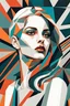 Placeholder: A close-up portrait in a geometric style with hard edges and sharply contrasting colors.