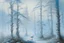Placeholder: A light palish blue foggy forest with birds painted by Peter Carl Faberge