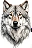 Placeholder: realistic wolf face, white background tattoo