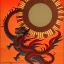 Placeholder: Ukiyo-e painting of a red dragon flying around a sun