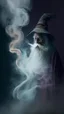 Placeholder: old wizard disappearing into thick smoke