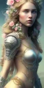 Placeholder: hyperrealistic full length portrait of gorgeous goddess | standing in field full of flowers | detailed gorgeous face!! | full body!! | skimpy armor | god rays | intricate | elegant | realistic | hyperrealistic | cinematic | character design | concept art | highly detailed | illustration | digital art | digital painting | depth of field