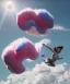 Placeholder: Ultra realistic speed clouds sky scene, wide angle, sweet childs falling down, inflatable color clothing, free jumping flying, many trinkets, monster hair, hair monster, many jelly beans, balls, smile, happy, circus style, extreme, wind, clouds sea, 20,000 feet altitude, stratosphere, soft color, highly detailed, unreal engine 5, ray tracing, RTX, lumen lighting, ultra detail, volumetric lighting, 3d, finely drawn, high definition, high resolution.